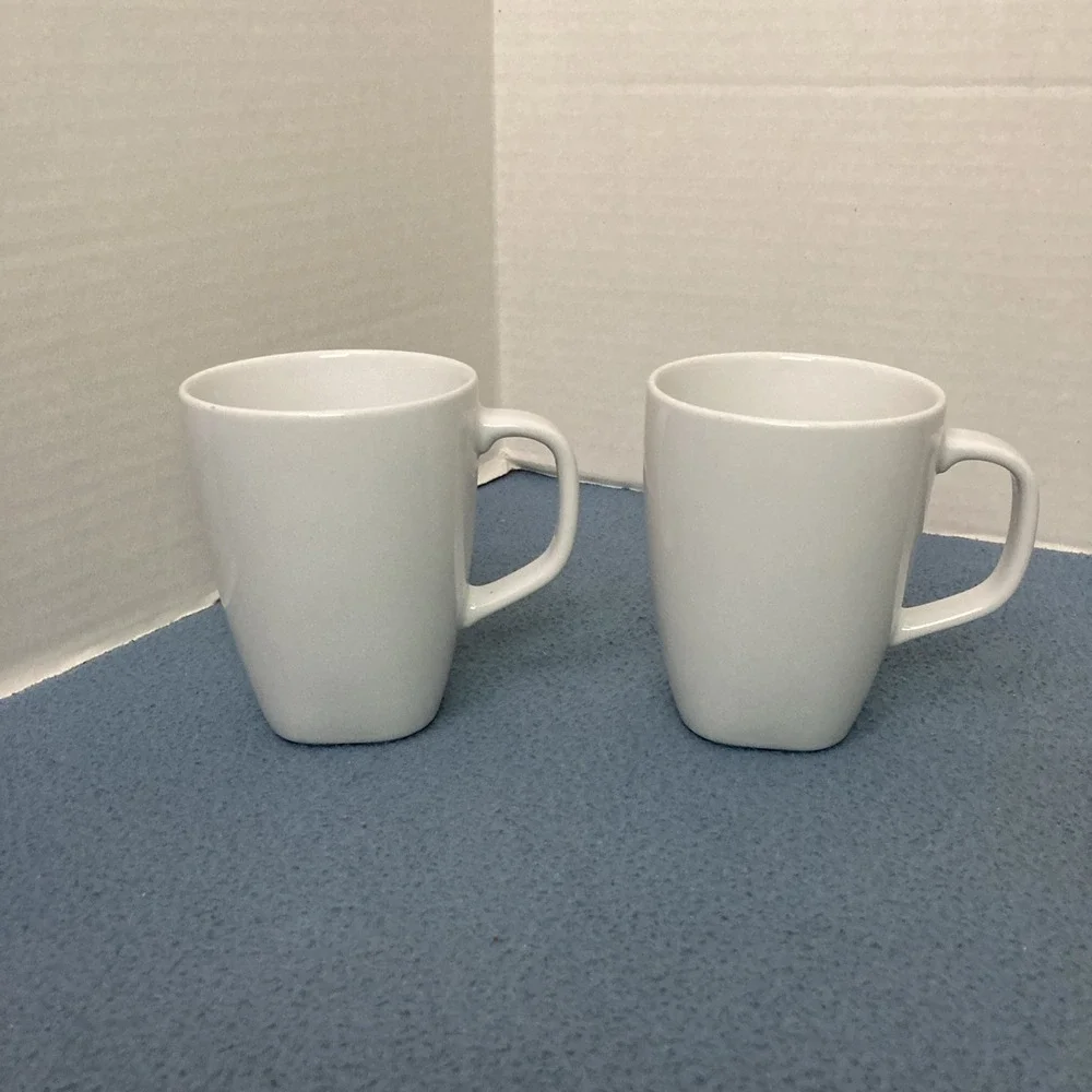 Ikea 365+ Susan Pryke White Square Bottom Coffee/Tea Mugs (21986) - Set of 2